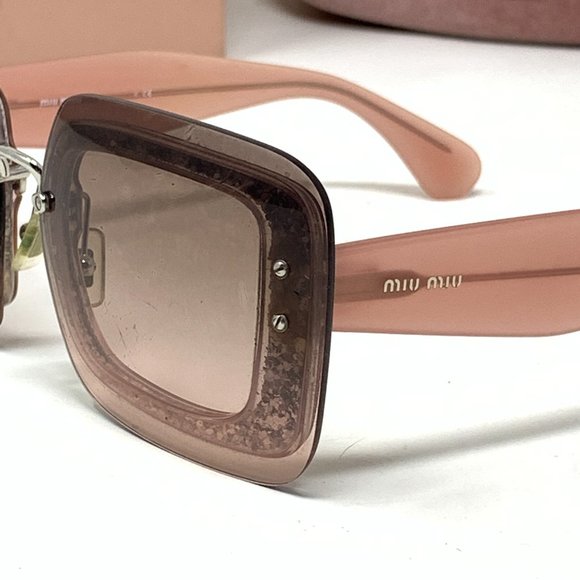 Miu Miu Sunglasses Pink Tinted Glitter Rims - Picture 3 of 11